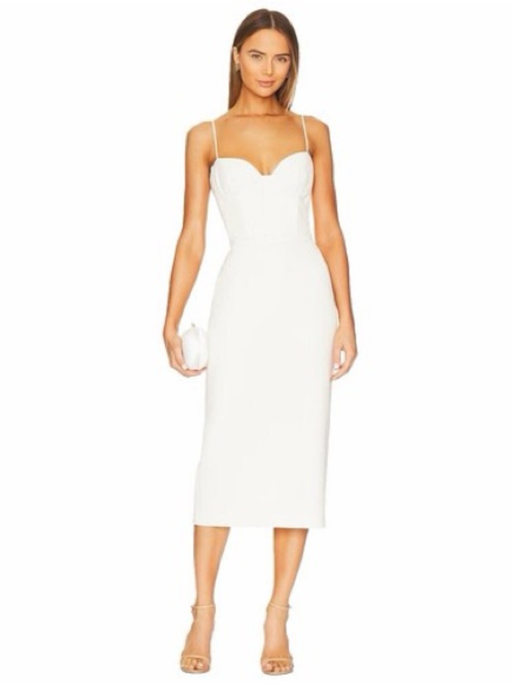 Bardot Charley White Spaghetti-Strap Midi Dress